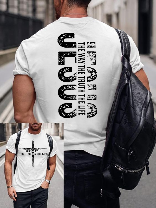Faith Cross The Way The Truth The Life Jesus God Christian Cotton T-Shirt