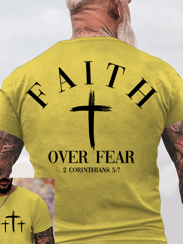 Faith Over Fear Jesus God Christian Cotton T-Shirt