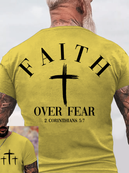 Faith Over Fear Jesus God Christian Cotton T-Shirt