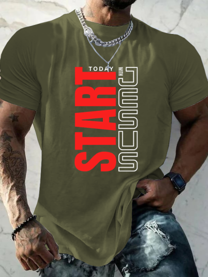Start Today With Jesus God Christian Cotton T-Shirt