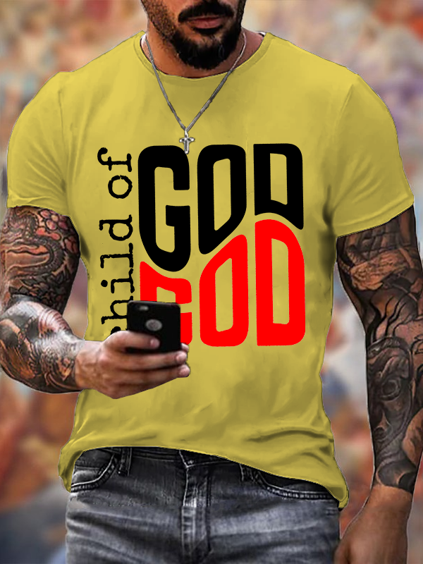 Man Of God Husband Dad Jesus God Christian Cotton T-Shirt