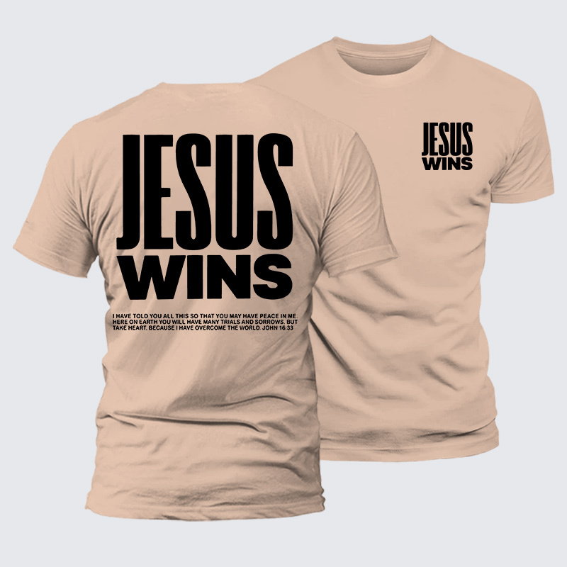 Jesus Wins Jesus God Christian Premium Mercerized Cotton Tee