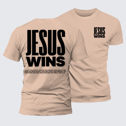 Jesus Wins Jesus God Christian Premium Mercerized Cotton Tee