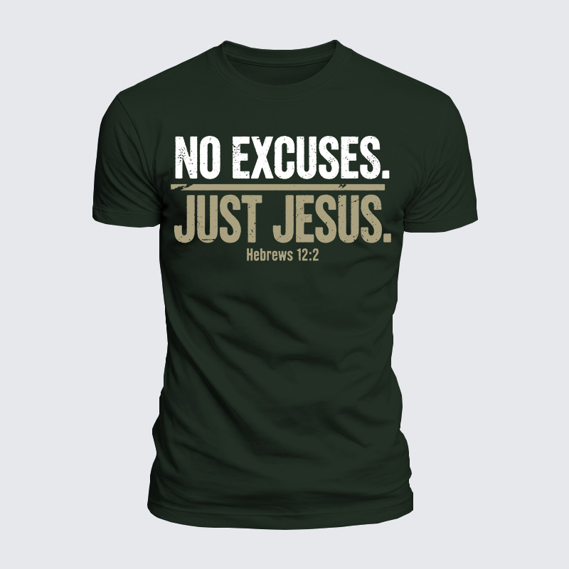 No Excuses Just Jesus Jesus God Christian  – Luxe Mercerized Interlock Cotton Tee