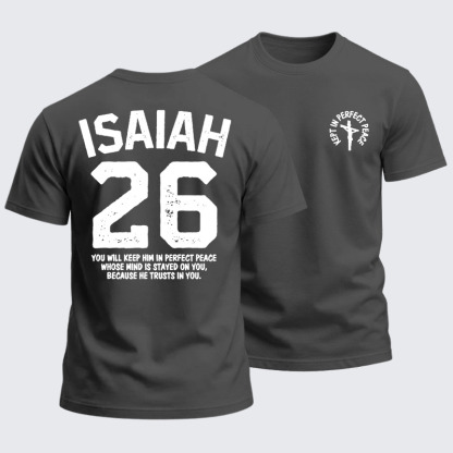 Heavyweight Cotton Tee - Isaiah 26:3 Perfect Peace