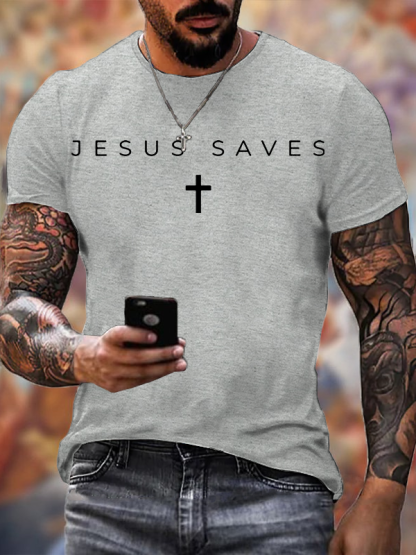 Jesus Saves Christian Cotton T-Shirt