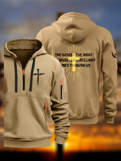 The Darker The Night The Brighter God's Light Shines Through Us Jesus God Christian Zipper Hoodies