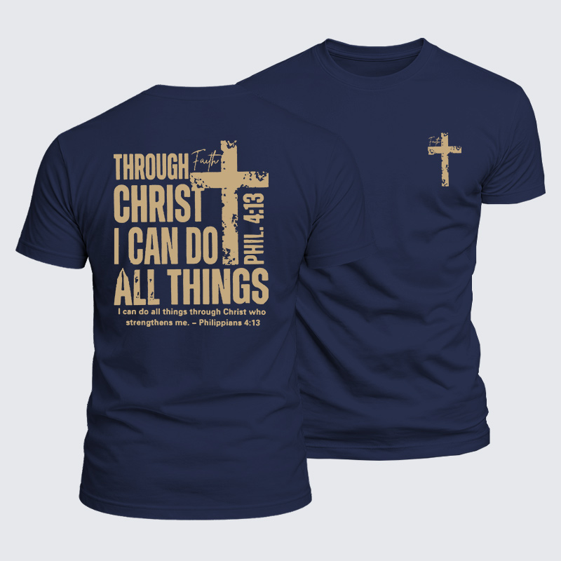 Through Christ I Can Do All Things Jesus God Christian  – Luxe Mercerized Interlock Cotton Tee