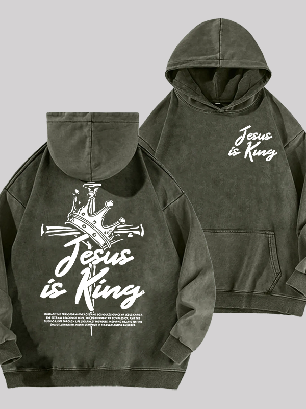 Jesus Is King Jesus God Christian Washed Hoodie