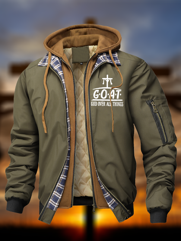 G.O.A.T God Over All Things Warm Hooded Bomber Jacket