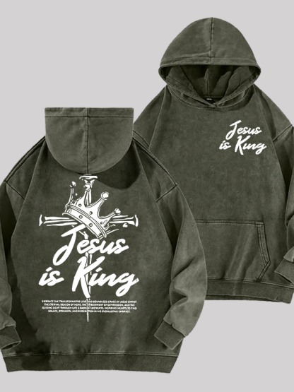 Jesus Is King Jesus God Christian Washed Hoodie
