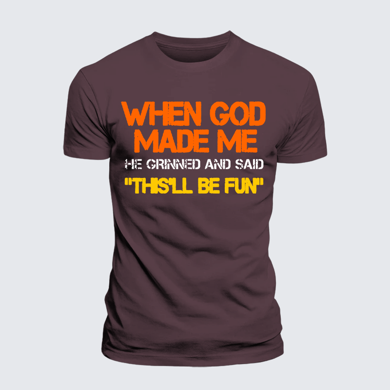 When God Made Me He Grinned And Said Jesus God Christian Premium Mercerized Cotton Tee
