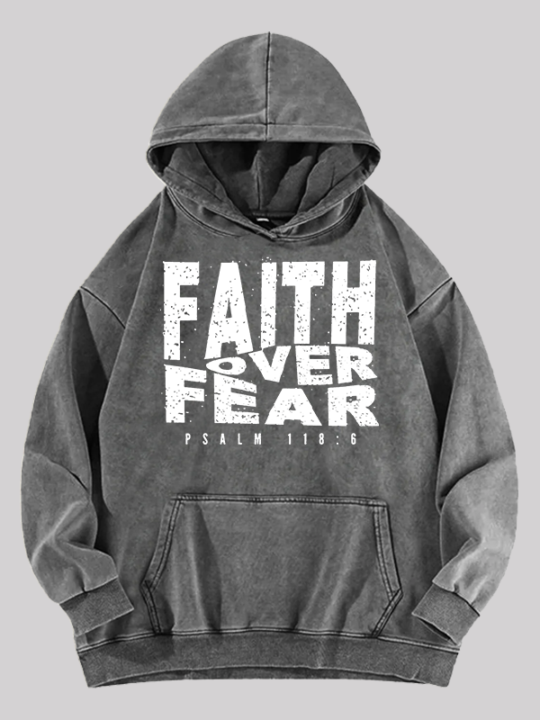 Faith Over Fear Jesus God Christian Washed Hoodie