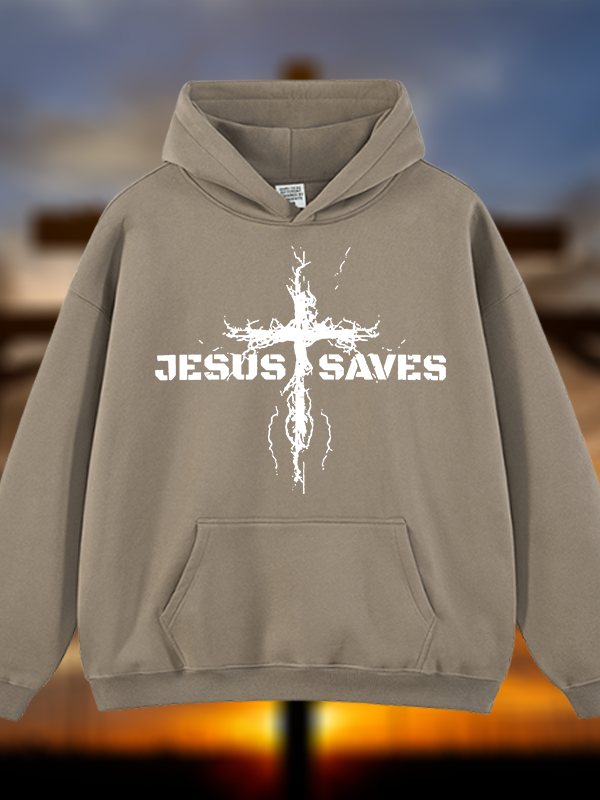 Jesus Saves Jesus God Christian Plush Fleece-Lined Hoodie