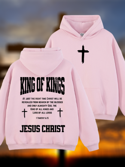 King Of Kings Jesus God Christian Plush Fleece-Lined Hoodie