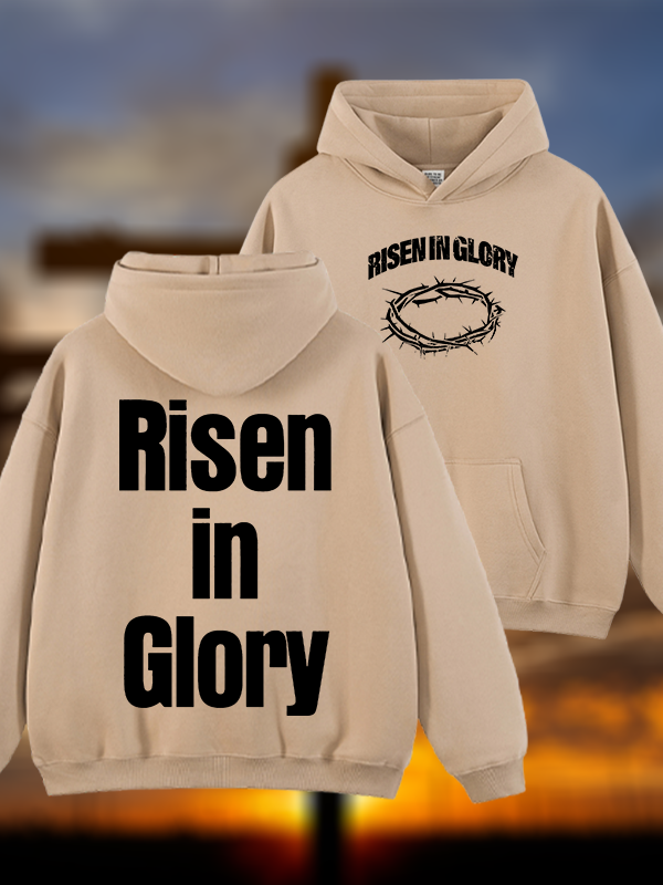 Risen In Glory Jesus God Christian Plush Fleece-Lined Hoodie