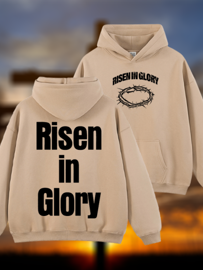 Risen In Glory Jesus God Christian Plush Fleece-Lined Hoodie