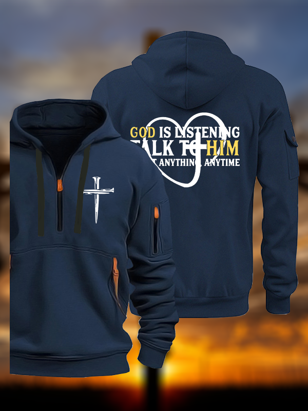 God Is Listening Talk To Him About Anything Anytime Jesus God Christian Zipper Hoodies