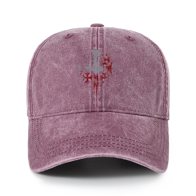 Heritage Washed Cap - Deus Vult - Wine Red (front)