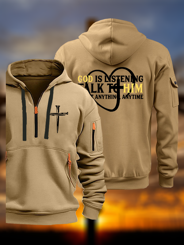God Is Listening Talk To Him About Anything Anytime Jesus God Christian Zipper Hoodies