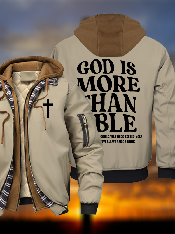 God Is More Than Able Warm Hooded Bomber Jacket