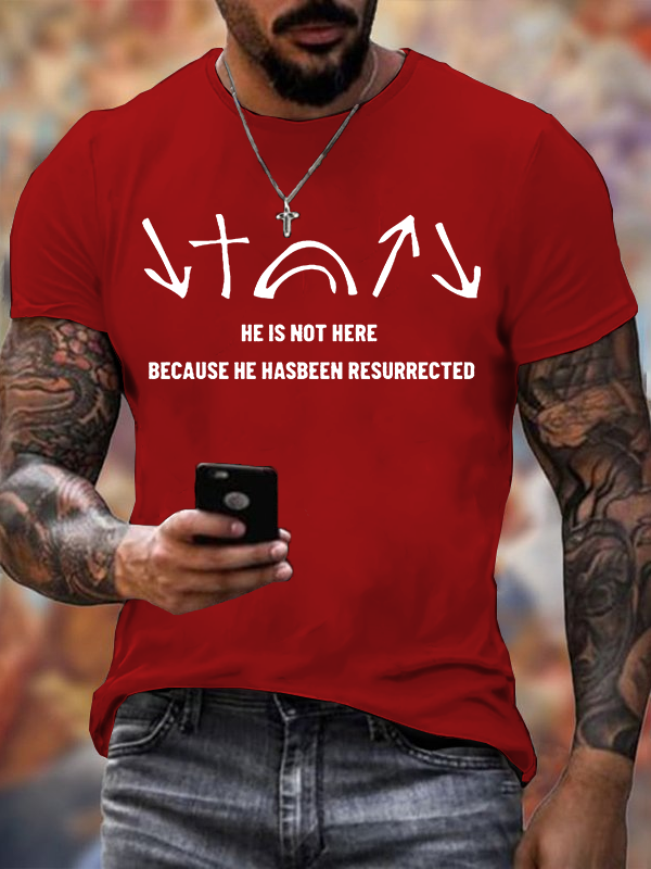 He Is Not Here Jesus God Christian Cotton T-Shirt