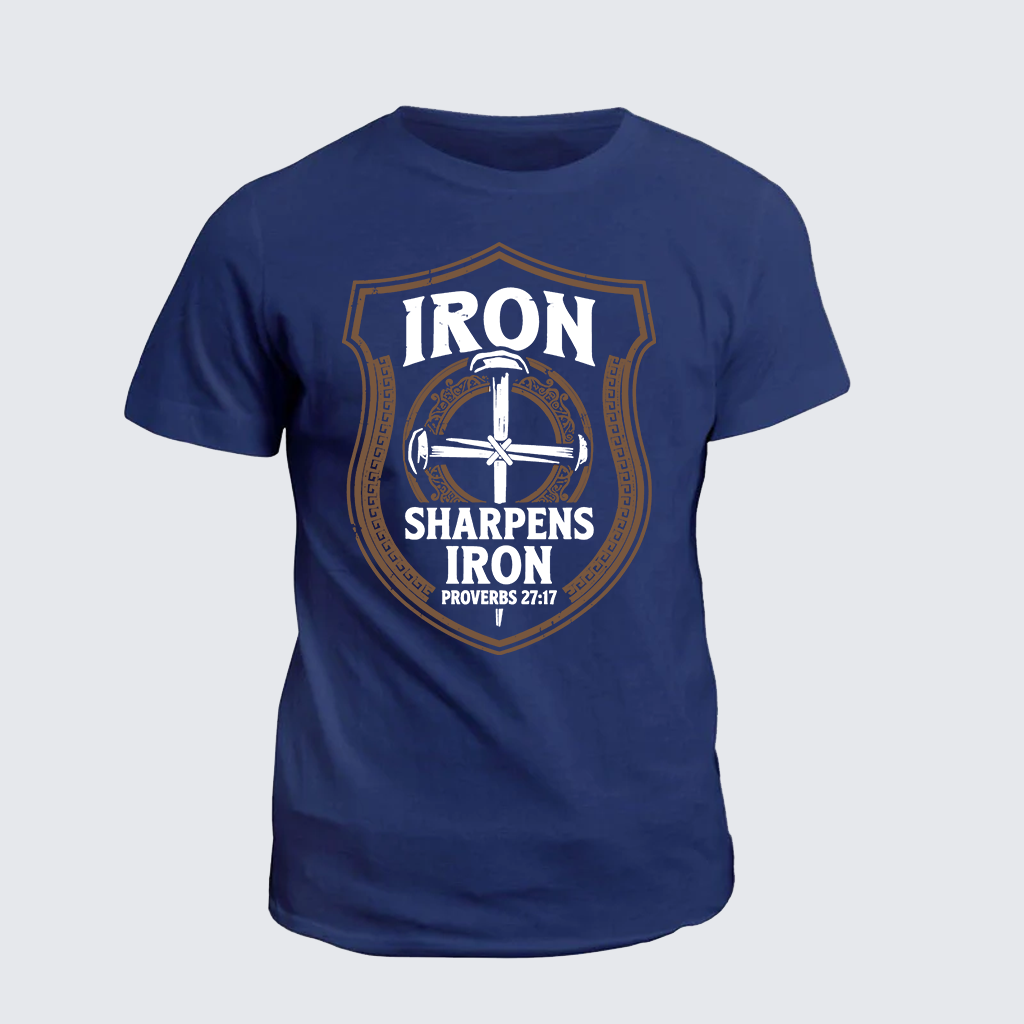 Iron Sharpens Iron - Proverbs 27:17 Jesus God Christian Cotton T-Shirt