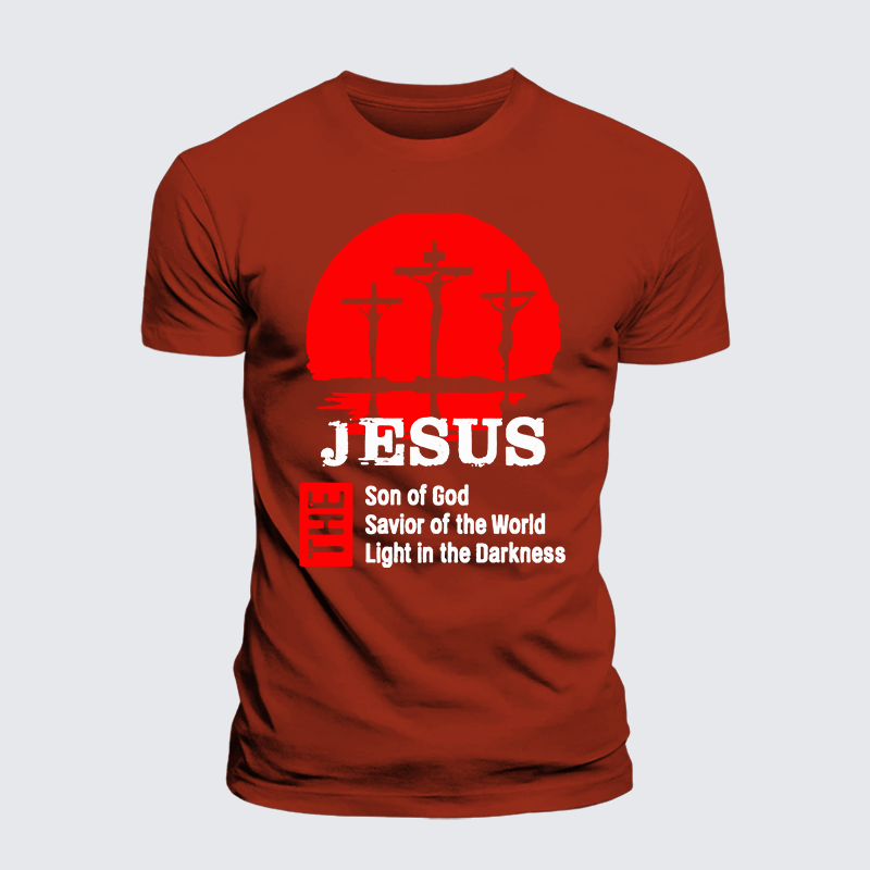 Jesus The Son Of God The Savior Of The World The Light In The Darkness Jesus God Christian Premium Mercerized Cotton Tee