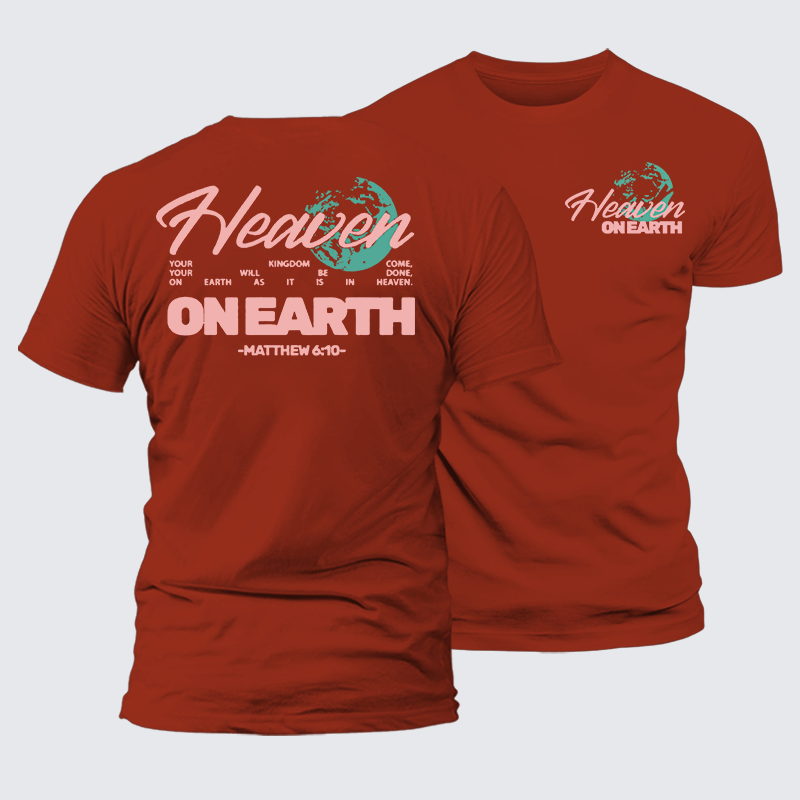 Heaven On Earth Jesus God Christian Premium Mercerized Cotton Tee