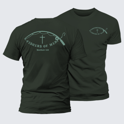 Fishers Of Men Jesus God Christian Premium Mercerized Cotton Tee