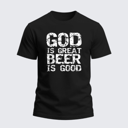 Heavyweight Cotton Tee - God is Great Beer is Good