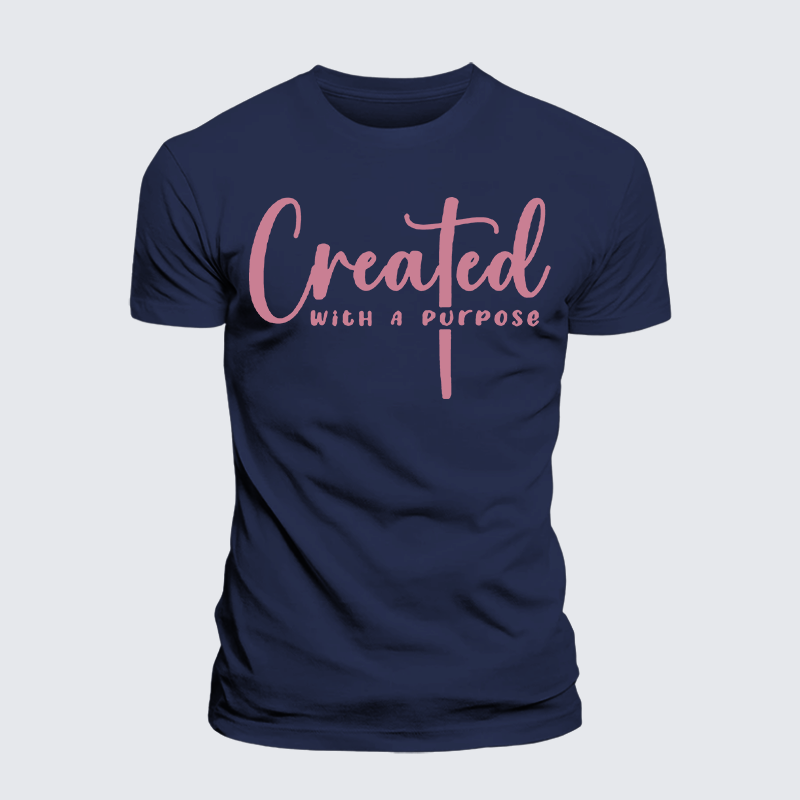 Created with A Purpose Jesus God Christian Premium Mercerized Cotton Tee