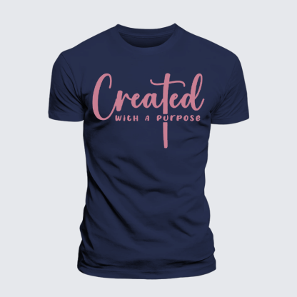 Created with A Purpose Jesus God Christian Premium Mercerized Cotton Tee