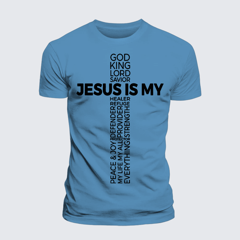 Jesus Is My God King Lord And Savior Jesus God Christian Premium Mercerized Cotton Tee