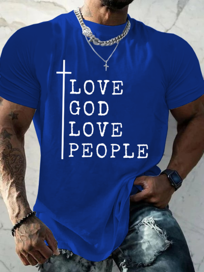 Love God Love People Jesus God Christian Cotton T-Shirt