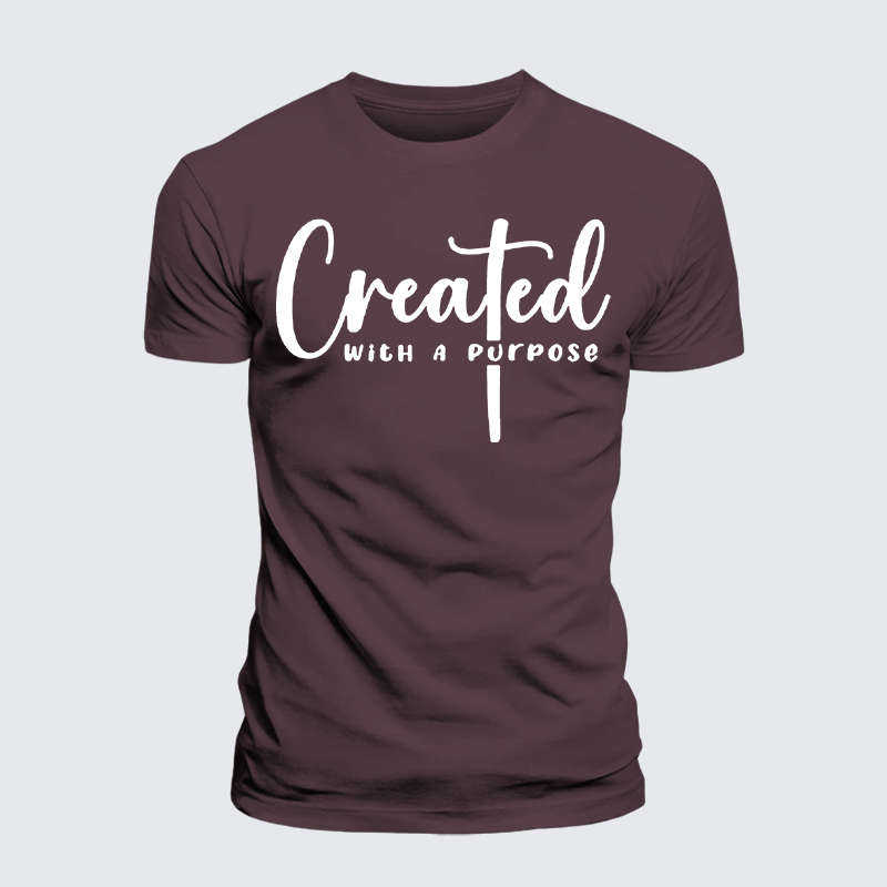 Created with A Purpose Jesus God Christian Premium Mercerized Cotton Tee