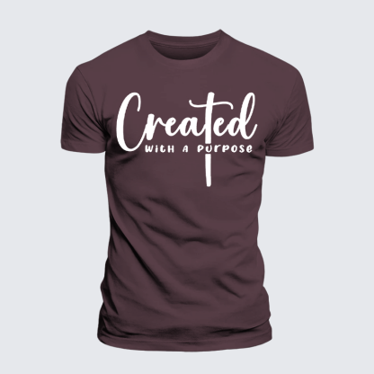 Created with A Purpose Jesus God Christian Premium Mercerized Cotton Tee
