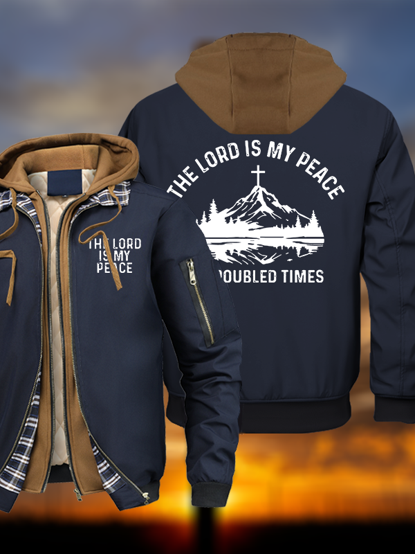 The Lord Is My Peace In Troubled Times Warm Hooded Bomber Jacket
