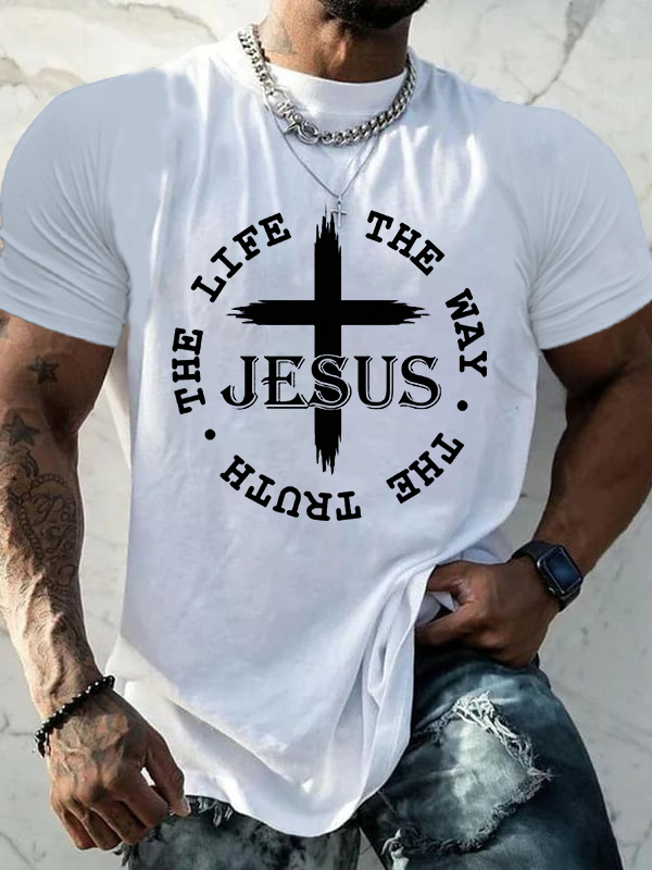 The Way The Truth The Life Jesus God Christian Cotton T-Shirt