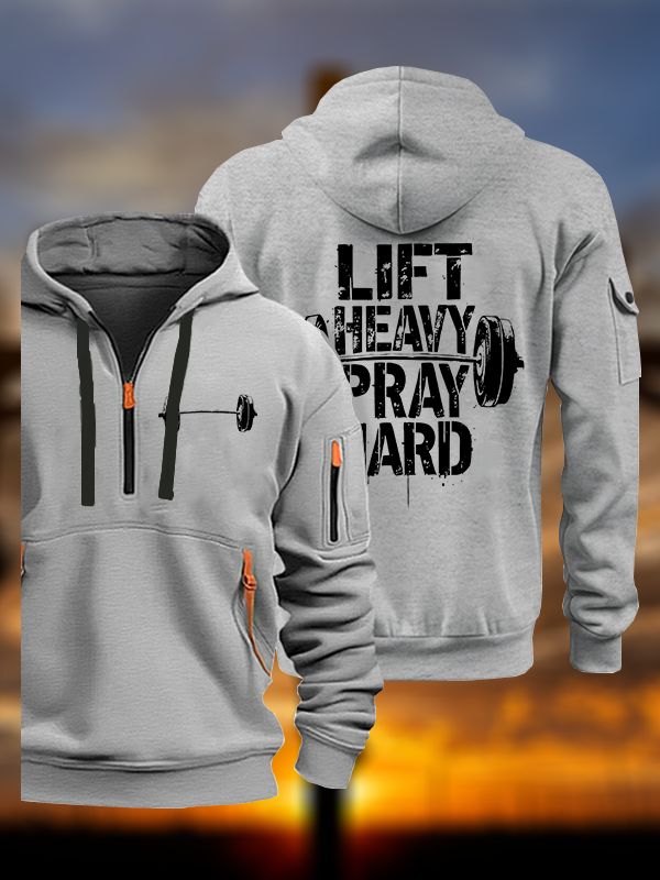 Lift Heavy Pray Hard Jesus God Christian Zipper Hoodies