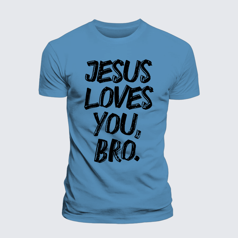 Jesus Loves Bro Jesus God Christian Premium Mercerized Cotton Tee