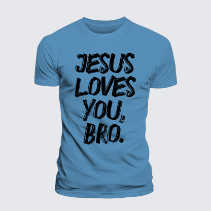 Jesus Loves Bro Jesus God Christian Premium Mercerized Cotton Tee