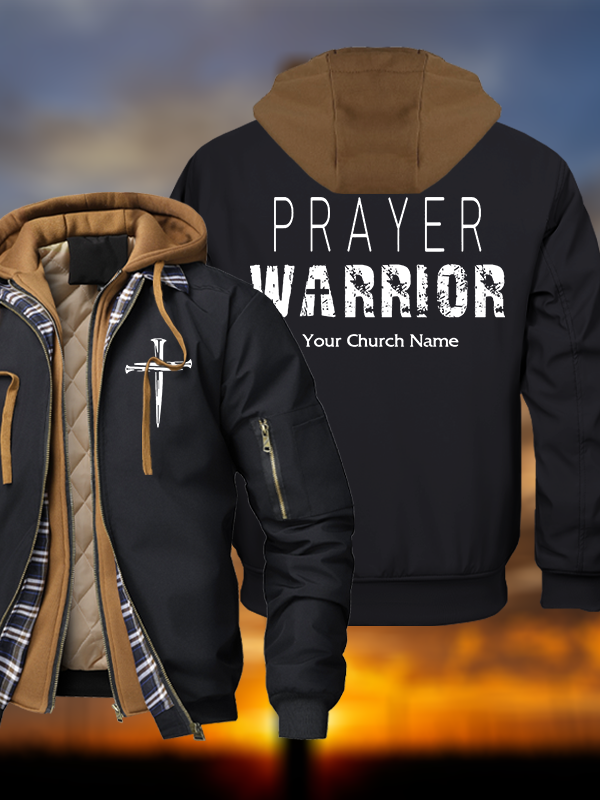 Personalized Prayer Warrior Warm Hooded Bomber Jacket