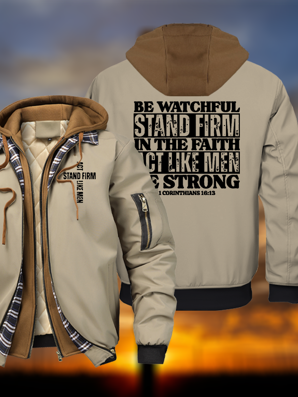 Stand Firm Warm Hooded Bomber Jacket