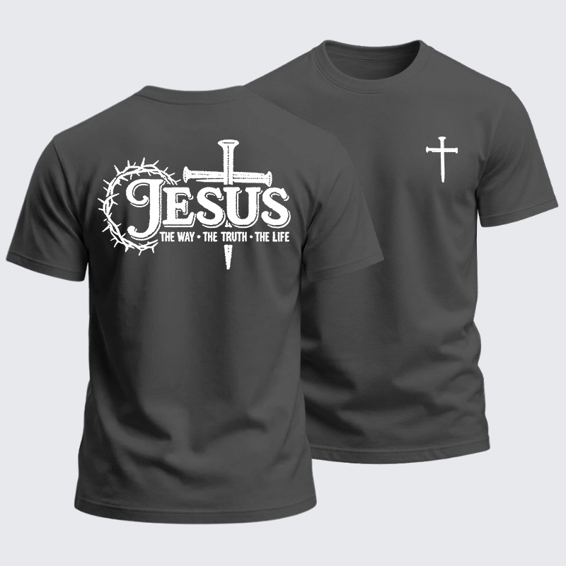 Heavyweight Cotton Tee - Jesus The Way The Truth The Life