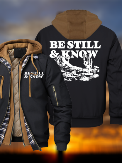 Be Still And Know Warm Hooded Bomber Jacket