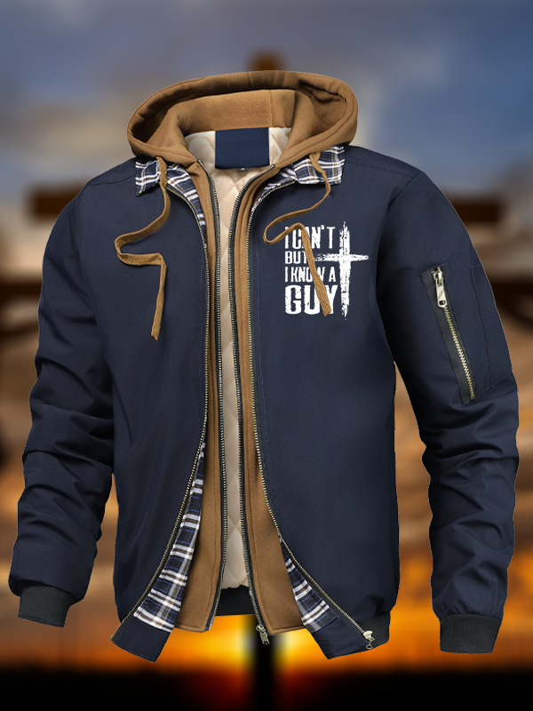 I Can't But I Know A Guy Warm Hooded Bomber Jacket