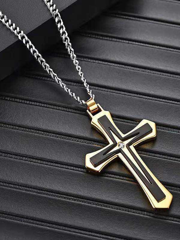 Christian Stainless Steel Cross Long Pendant