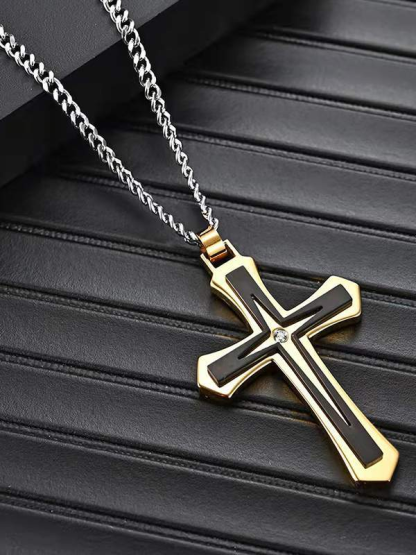 Christian Stainless Steel Cross Long Pendant