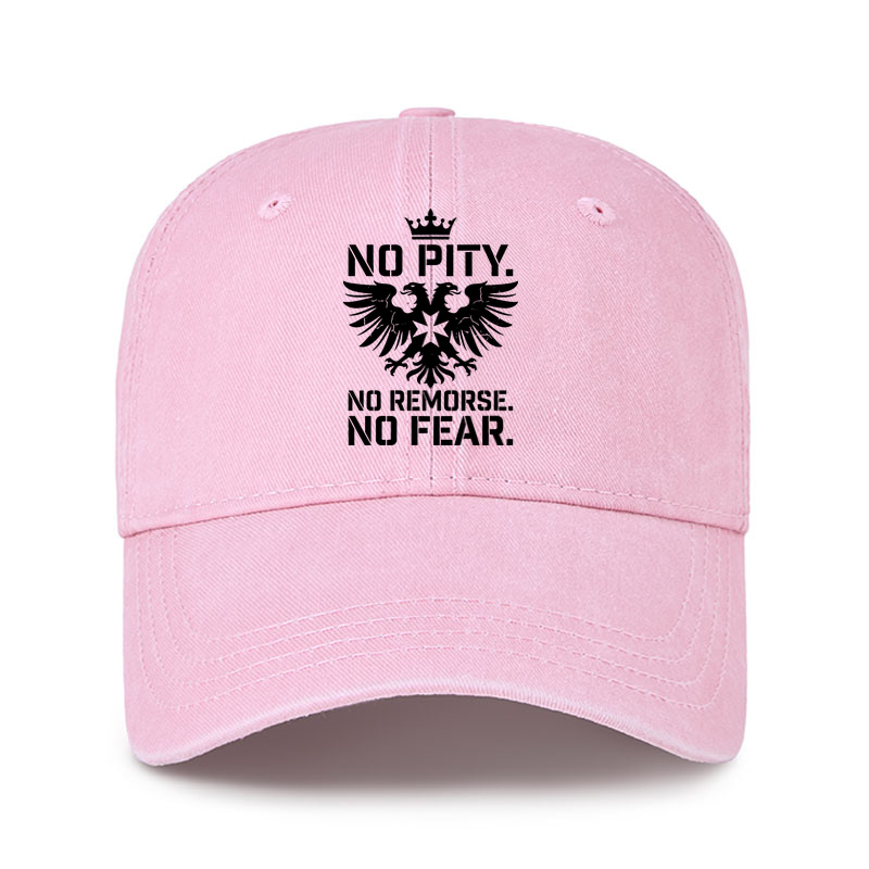 Heritage Washed Cap - No Pity No Remorse No Fear - Pink (front)